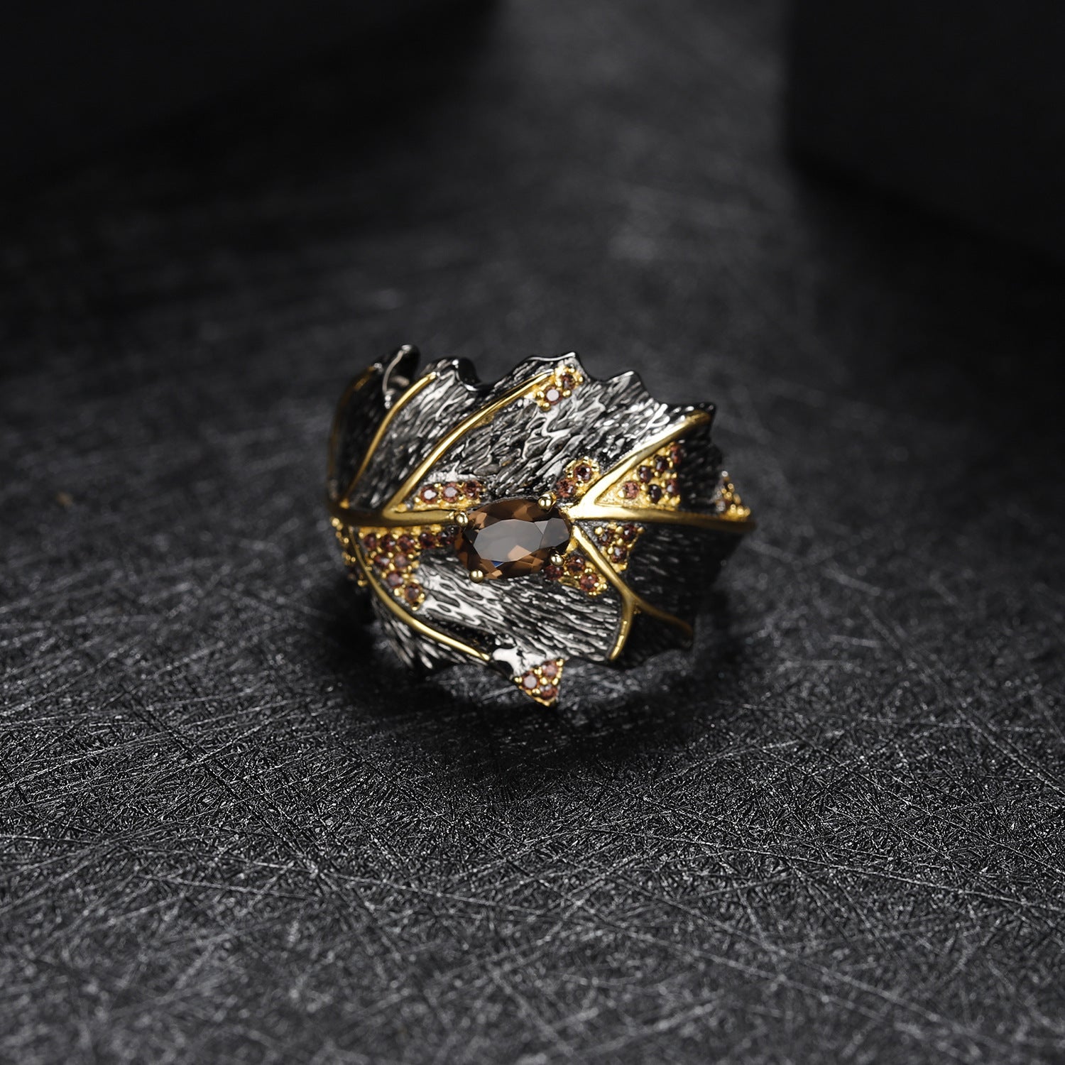 Citrine Leaf Type Citrine Ring Jewelry Set 925 Silver Gem Inlaid