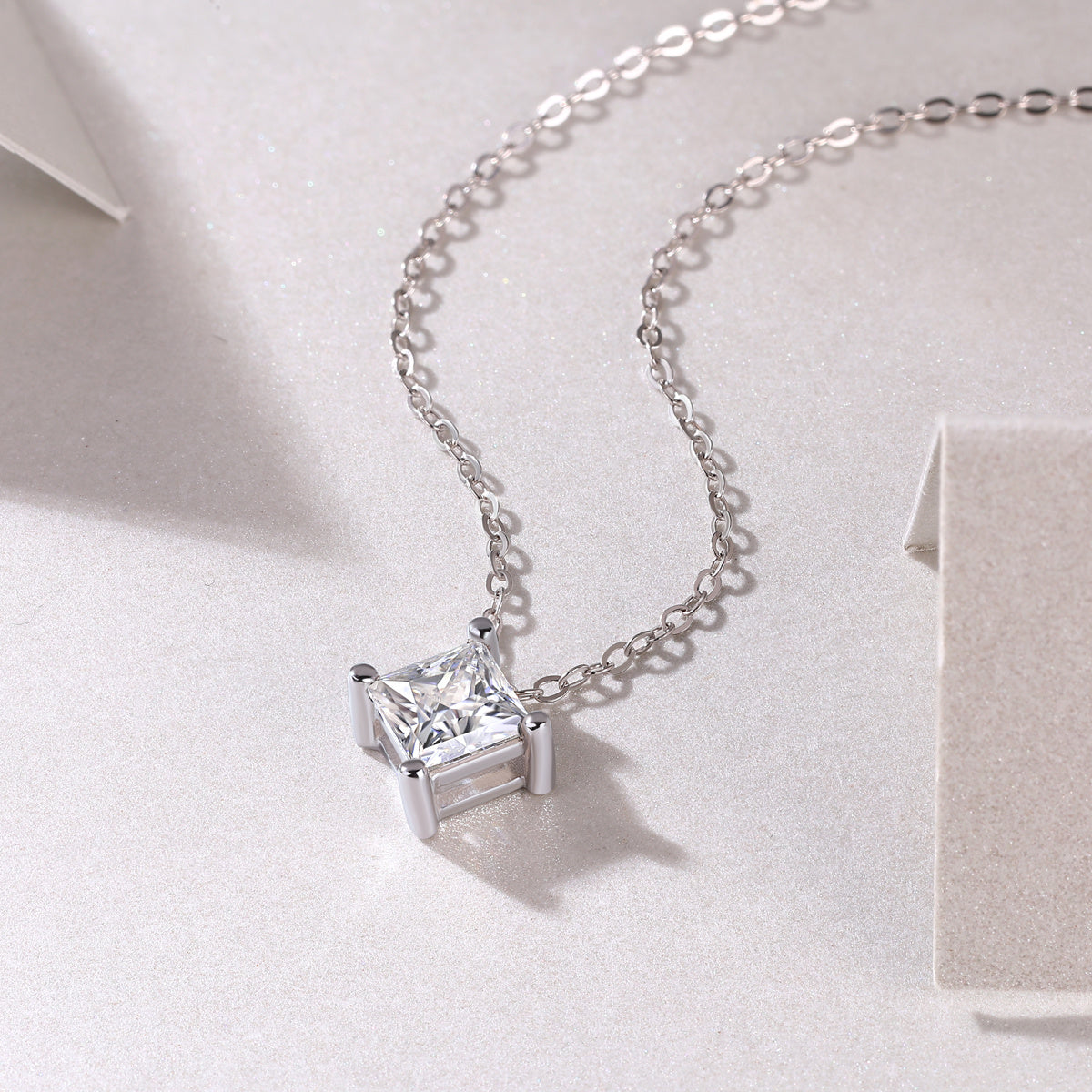 Stay Together - A Fashionable And Luxurious Diamond Jewelry Pendant Set With Square Moissanite S925 Sterling Silver.
