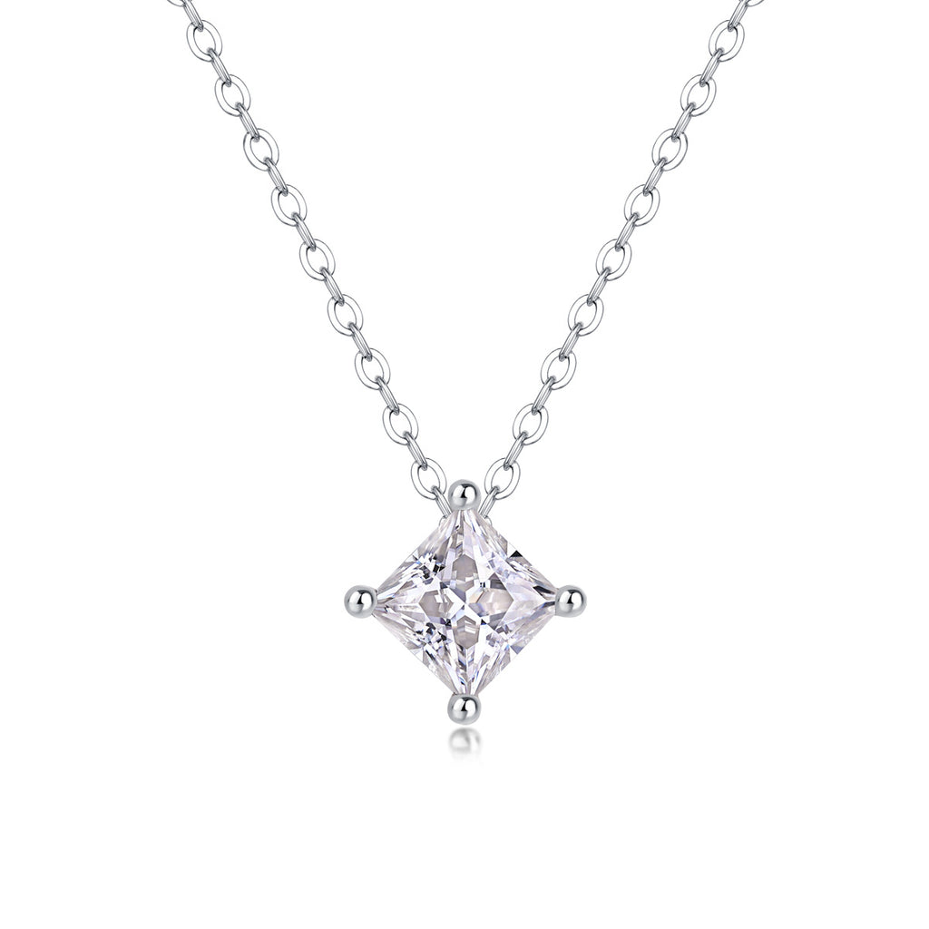 Stay Together - A Fashionable And Luxurious Diamond Jewelry Pendant Set With Square Moissanite S925 Sterling Silver.