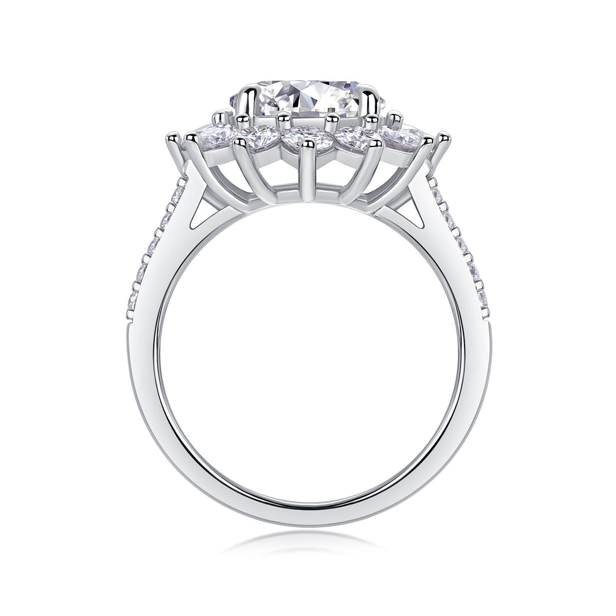 Sunflower - A Fashionable Diamond Jewelry Piece Set With 3-carat Moissanite S925 Sterling Silver And Platinum Diamond Ring