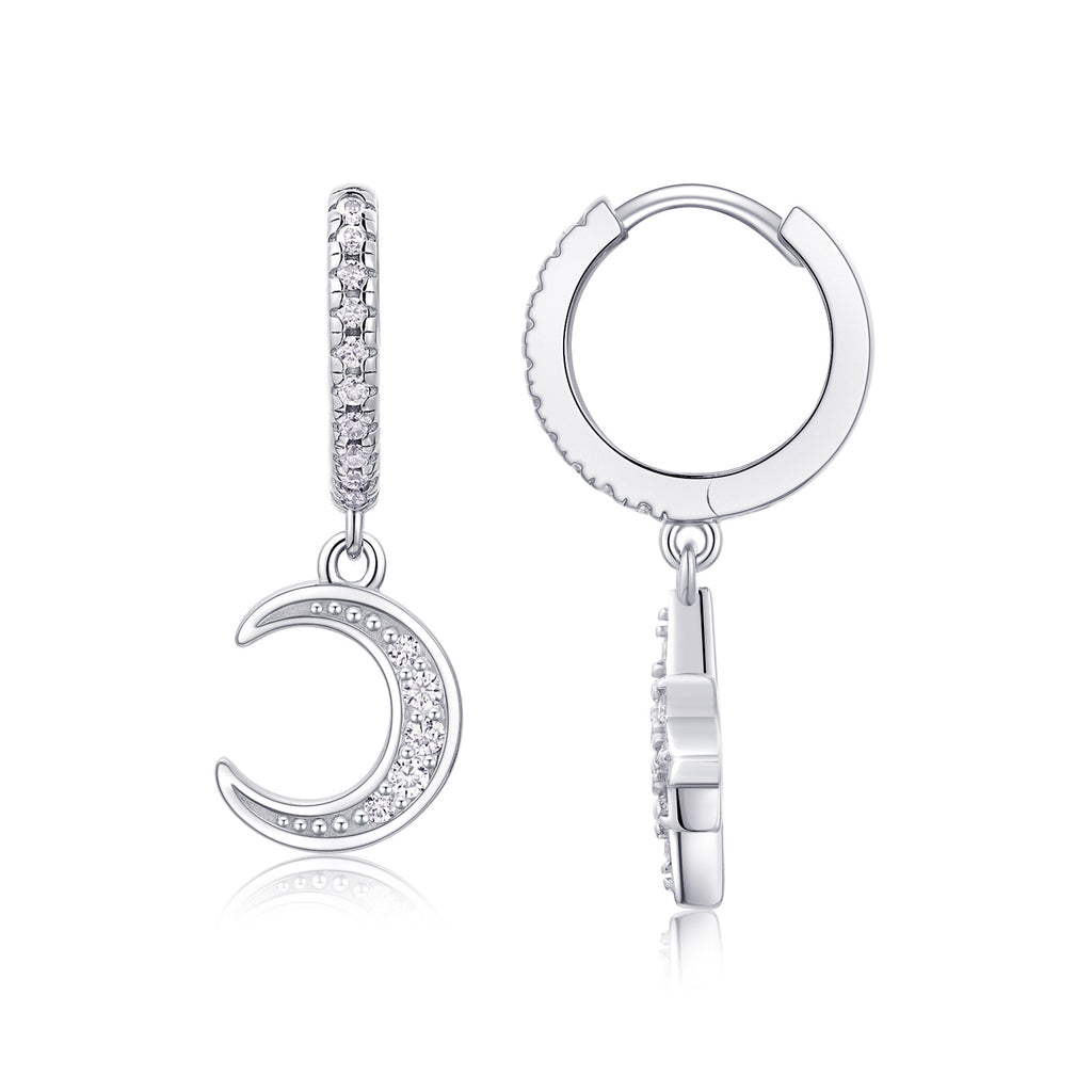 Star And Moon Interdependent - Fashionable Earrings And Stud Jewelry Set With Moissanite S925 Sterling Silver And Platinum-plated Diamonds
