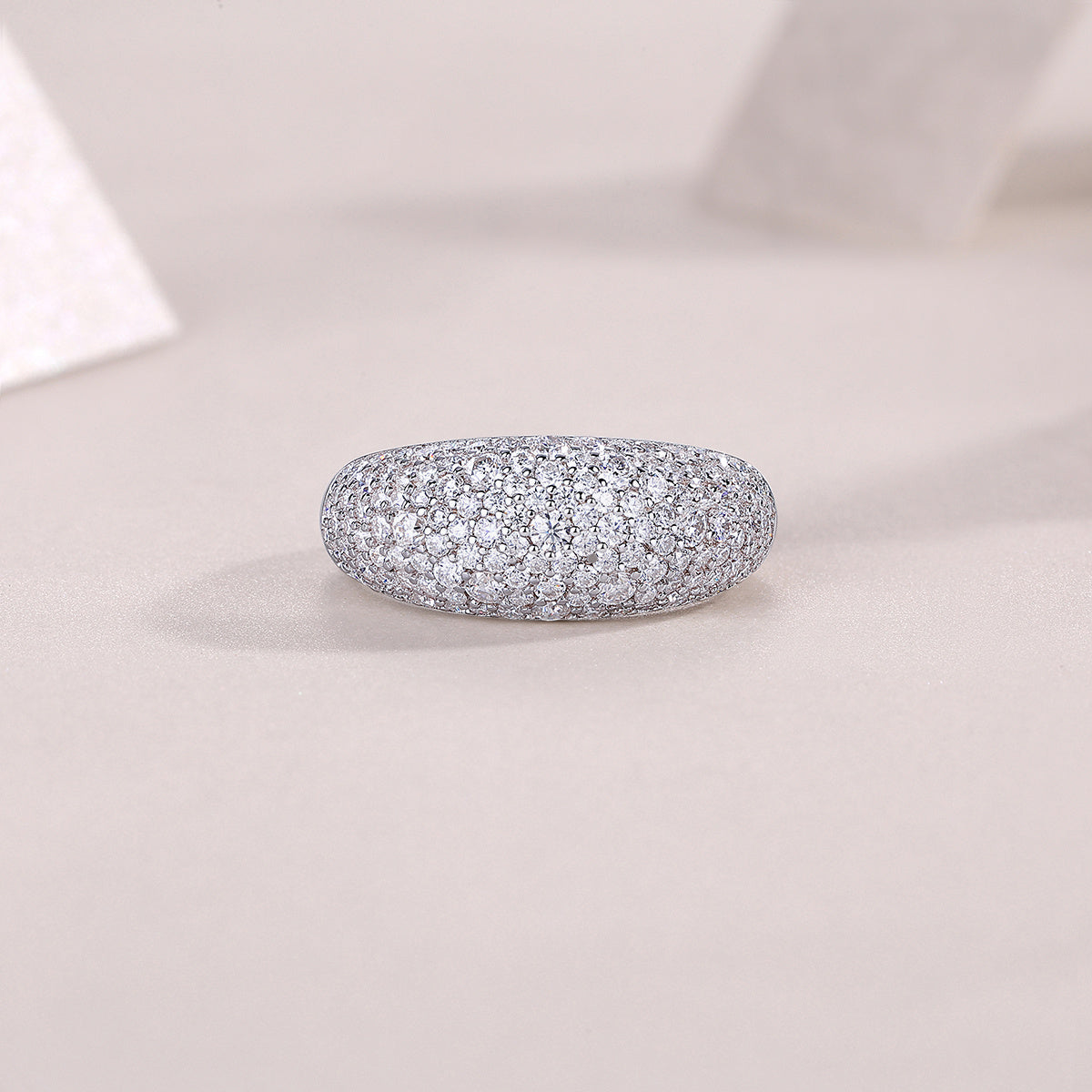 Moonlit Night Stars - A Fashionable Diamond Jewelry Piece Set With Moissanite S925 Sterling Silver And Platinum Diamond Ring