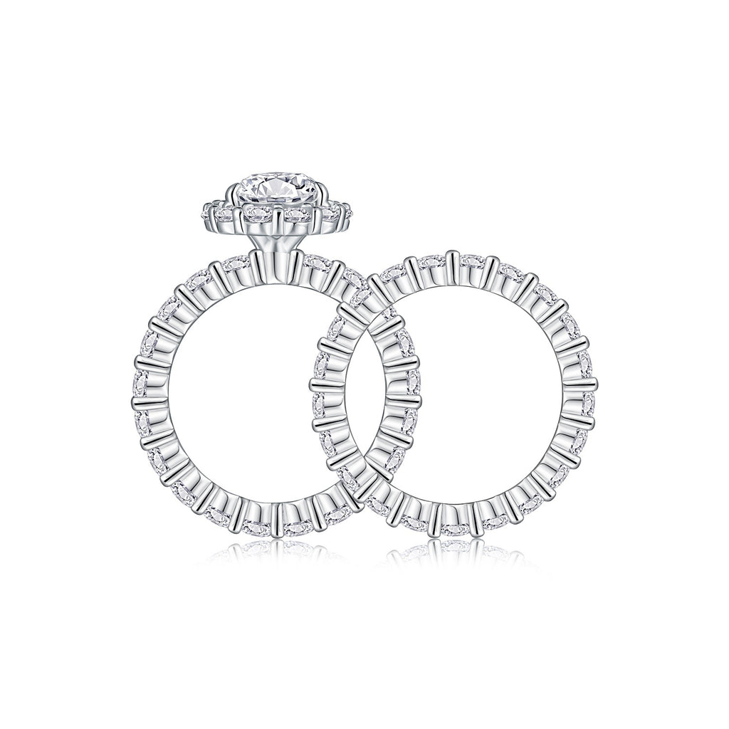 Devoted Dew - Fashionable Men's And Women's Ring And Ring Jewelry Set With Moissanite S925 Sterling Silver And Platinum-plated Diamond.