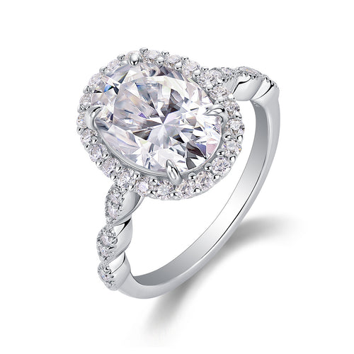Bright Moon - A Fashionable Diamond Jewelry Piece Set With Moissanite S925 Sterling Silver And Platinum-plated Diamond Ring