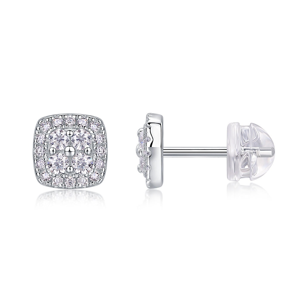 Fog Sea - Fashionable And Luxurious Diamond Jewelry Set With Moissanite S925 Sterling Silver And Platinum-plated Stud Earrings