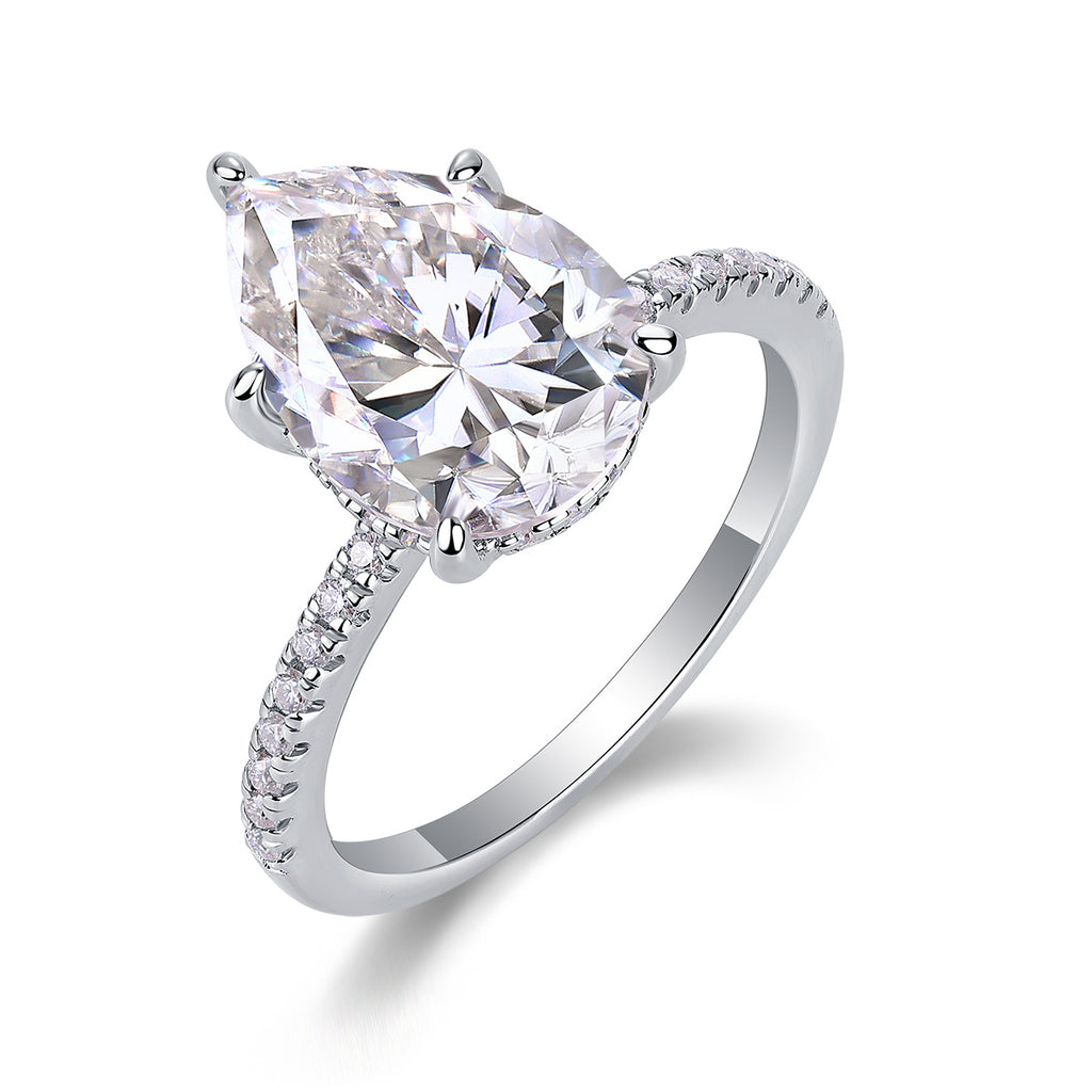 Light And Shadow - A Fashionable Diamond Jewelry Piece Set With Moissanite S925 Sterling Silver And Platinum Diamond Ring