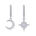 Star And Moon Interdependent - Fashionable Earrings And Stud Jewelry Set With Moissanite S925 Sterling Silver And Platinum-plated Diamonds